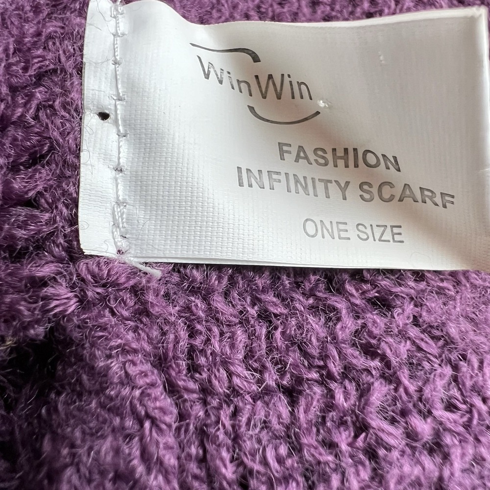 WinWin Fashion Purple Acrylic Infinity Scarf Open Knit Fringe - Picture 3 of 7
